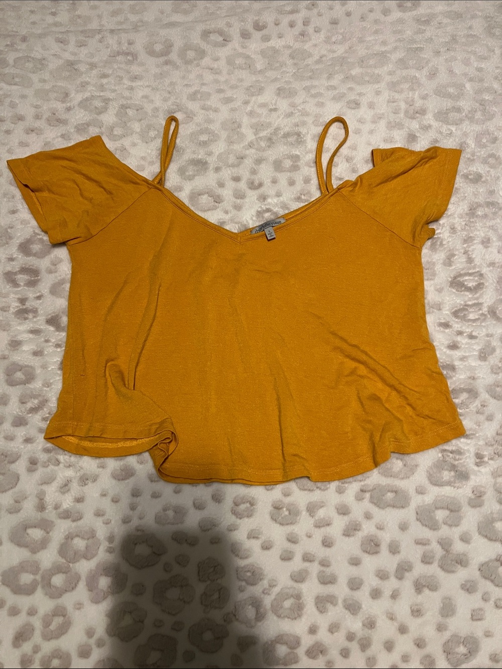 Charlotte Russe Mustard Off-Shoulder Spaghetti Strap Top